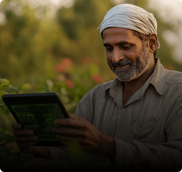 Farmer with laptop